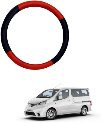 MATIES Steering Cover For Nissan Evalia(Red Black, Leatherite)