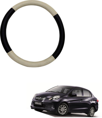 AYW Steering Cover For Honda Amaze(Beige, Black, Leather)