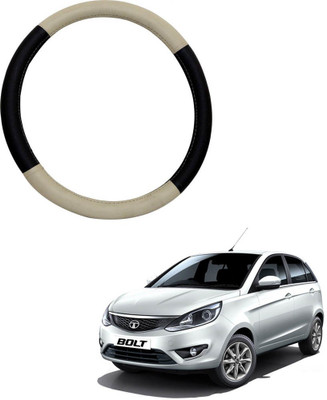 MATIES Steering Cover For Tata Bolt(Beige Black, Leatherite)