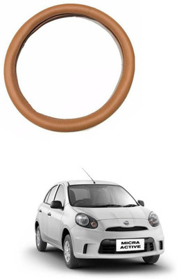 MATIES Steering Cover For Nissan Micra Active(Tan, Leatherite)