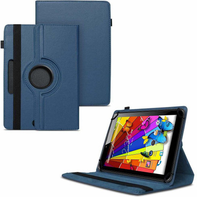 TGK Flip Cover for Lava Ivory Plus Tablet 7 inch /360 Degree Rotating Universal Case With Three Camera Hole(Blue)