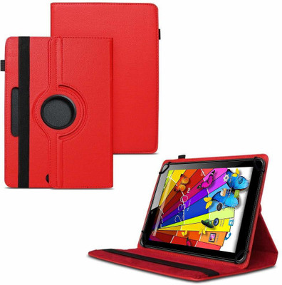 TGK Flip Cover for Lava Ivory Plus Tablet 7 inch /360 Degree Rotating Universal Case With Three Camera Hole(Red)