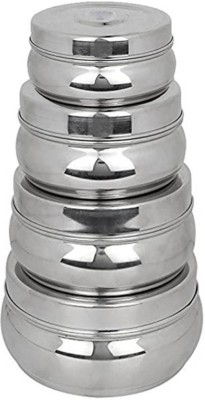 GENMAN Steel Fridge Container  - 500 ml, 350 ml, 200 ml(Pack of 4, Silver)