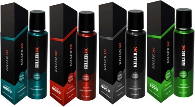 KILLER Ocean, Storm, Wave, Marine (150ml Each) Deodorant Spray  -  For Men & Women(600 ml, Pack of 4)