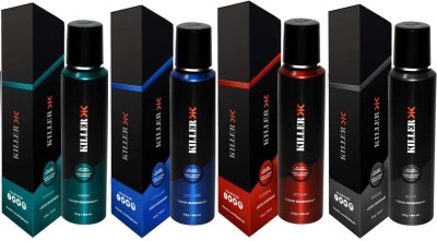 KILLER Ocean, Cyclone, Storm, Wave (150ml Each) Deodorant Spray  -  For Men & Women(600 ml, Pack of 4)