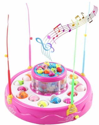 Haulsale Go Fish Catching Game Big with 26 Fishes and 4 Pods With Music & Lights221(Multicolor)