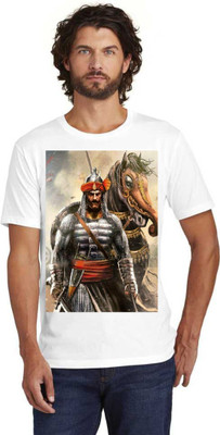SmsTraders Printed Men Round Neck White T-Shirt