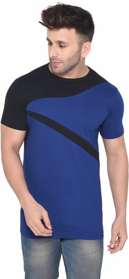 Money Leaf Graphic Print Men Round Neck Blue, Black T-Shirt