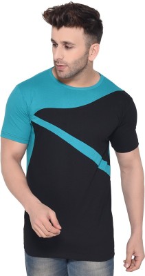 tfurnish Colorblock Men Round Neck Black, Light Green T-Shirt