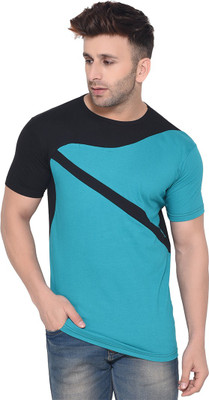 tfurnish Colorblock Men Round Neck Black, Light Green T-Shirt