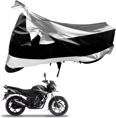 SHOOLIN Waterproof Two Wheeler Cover for Bajaj(Discover 150 f, Black, Silver)