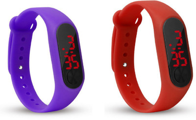 Jamvai Magnet LED PURPLE -RED Watch M2 For Men & Women & Kids M2 LED Watch PINK - PURPLE Combo Analog-Digital Watch - For Boys & Girls