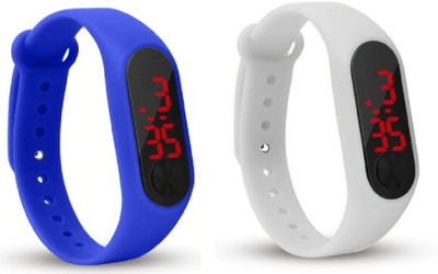 Jamvai JM-Rubber Magnet LED BLUE-WHITE Watch M2 For Men & Women & Kids M2 LED Watch BLUE-WHITE Combo Analog-Digital Watch - For Boys & Girls