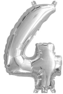 Stylewell Solid Silver Color ( Number 4) 3d Foil Balloons Letter Balloon(Silver, Pack of 1)