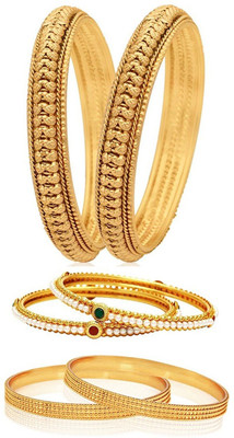 ZENEME Alloy Gold-plated Bangle Set(Pack of 6)