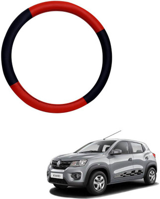 MATIES Steering Cover For Renault Kwid(Red Black, Leatherite)