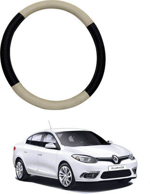 AYW Steering Cover For Hyundai Fluidic Verna(Beige, Black, Leather)