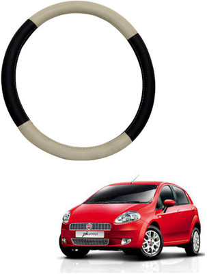 MATIES Steering Cover For Fiat Grand Punto(Beige Brown, Leatherite)