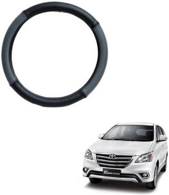 MATIES Steering Cover For Toyota Innova(Grey Black, Leatherite)