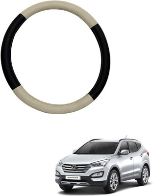 AYW Steering Cover For Hyundai SantaFe(Beige, Brown, Leather)