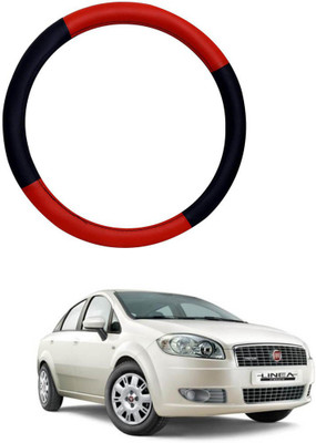 MATIES Steering Cover For Fiat Linea Classic(Red Black, Leatherite)