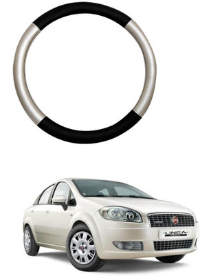 AYW Steering Cover For Fiat Linea Classic(Silver, Black, Leather)