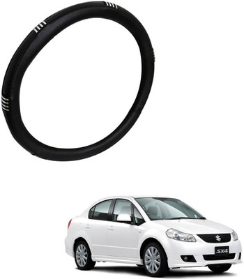 AYW Steering Cover For Maruti SX4(Chrome, Black, Leather)