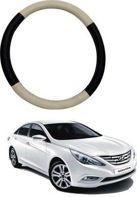 MATIES Steering Cover For Hyundai Sonata Fluidic(Beige Brown, Leatherite)