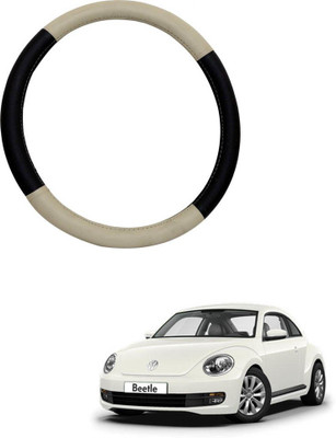 MATIES Steering Cover For Volkswagen Beetle(Beige Black, Leatherite)
