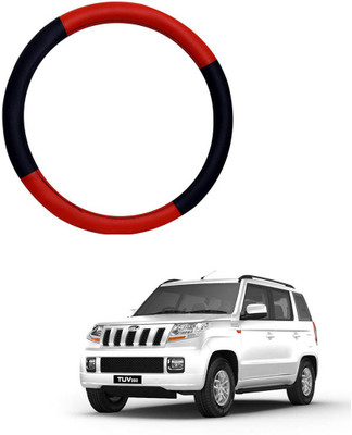 AYW Steering Cover For Mahindra TUV 300(Red, Black, Leather)