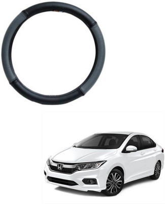 AYW Steering Cover For Honda New City(Grey, Black, Leather)