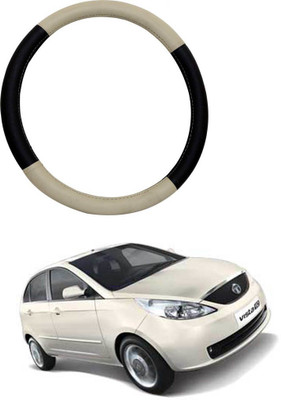 MATIES Steering Cover For Tata Indica(Beige Black, Leatherite)