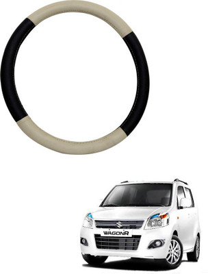 AYW Steering Cover For Maruti WagonR(Beige, Black, Leather)