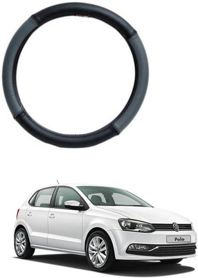 MATIES Steering Cover For Volkswagen Polo(Grey Black, Leatherite)
