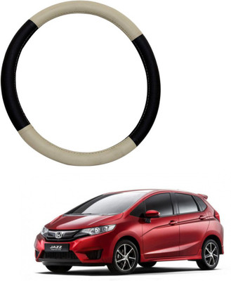 MATIES Steering Cover For Honda Jazz(Beige Brown, Leatherite)