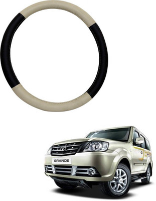 MATIES Steering Cover For Tata Sumo(Beige Black, Leatherite)