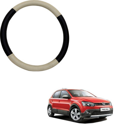 MATIES Steering Cover For Volkswagen Polo Cross(Beige Brown, Leatherite)