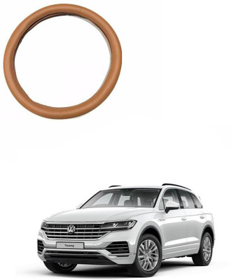 MATIES Steering Cover For Volkswagen Touareg(Tan, Leatherite)