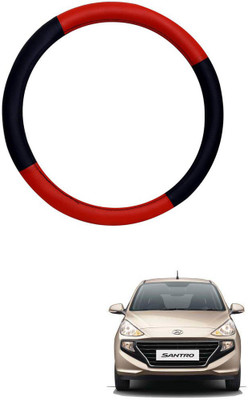 AYW Steering Cover For Hyundai Santro(Red, Black, Leather)