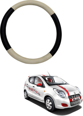MATIES Steering Cover For Maruti A-Star(Beige Black, Leatherite)