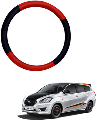 MATIES Steering Cover For Datsun Go(Red Black, Leatherite)
