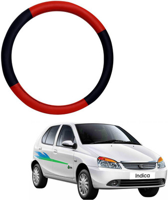 MATIES Steering Cover For Tata Indica(Red Black, Leatherite)