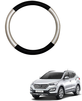 AYW Steering Cover For Hyundai SantaFe(Silver, Black, Leather)