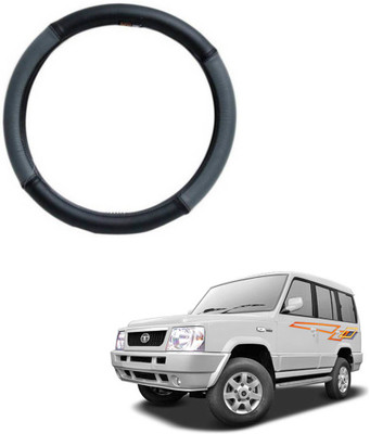 MATIES Steering Cover For Tata Sumo(Grey Black, Leatherite)