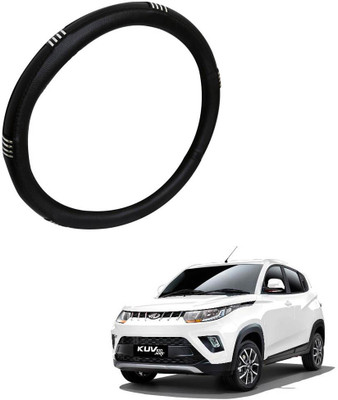 AYW Steering Cover For Mahindra KUV 100(Chrome, Black, Leather)