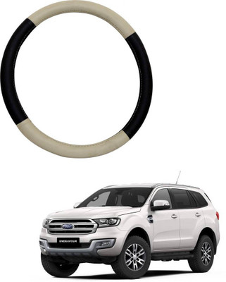 MATIES Steering Cover For Chevrolet Enjoy(Beige Black, Leatherite)