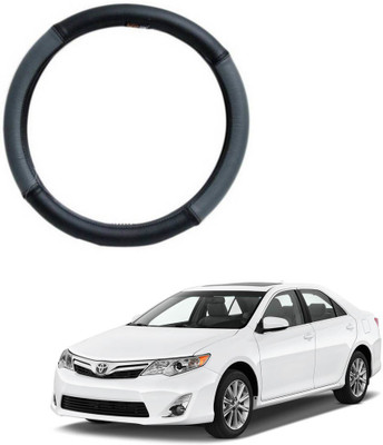 MATIES Steering Cover For Toyota Camry(Grey Black, Leatherite)