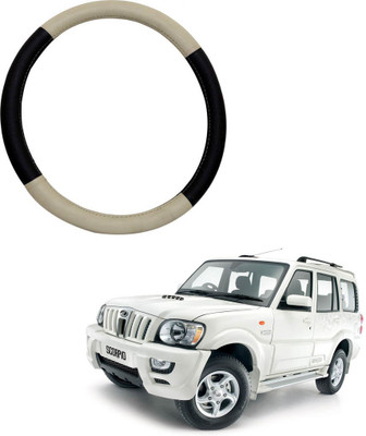 MATIES Steering Cover For Hyundai Sonata Fluidic(Beige Black, Leatherite)