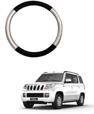 MATIES Steering Cover For Mahindra TUV 300(Silver Black, Leatherite)