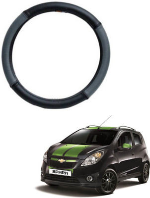 MATIES Steering Cover For Chevrolet Spark(Grey Black, Leatherite)